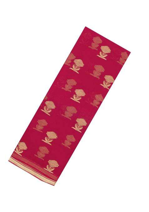 Peach Woven Mysore Silk Crepe Saree With Floral Motifs With Buttas And Brocade Design For Women