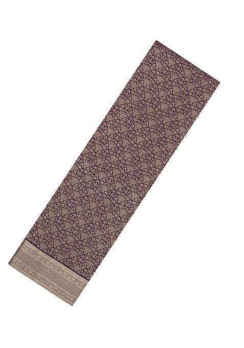 Dark Purple Woven Mysore Silk Crepe Saree With Floral Motifs With Buttas And Brocade Design For Women