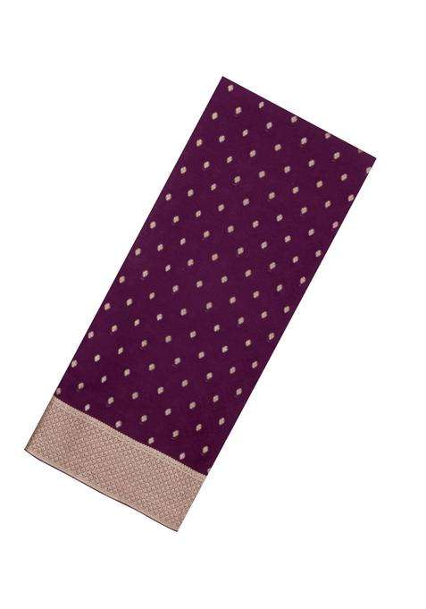Burgundy Woven Mysore Silk Crepe Saree With Diamond Motifs With Buttas And Brocade Design For Women