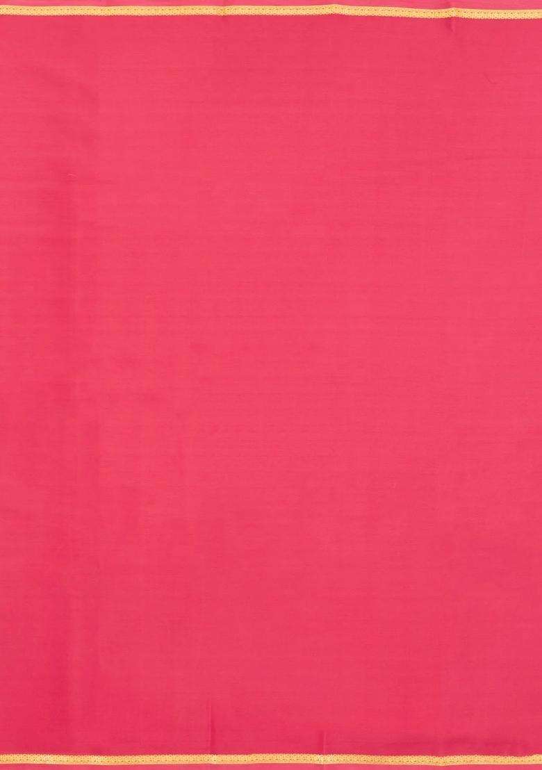 Peach Woven Mysore Silk Crepe Saree With Floral Border With Traditional Woven Design For Women - Indya