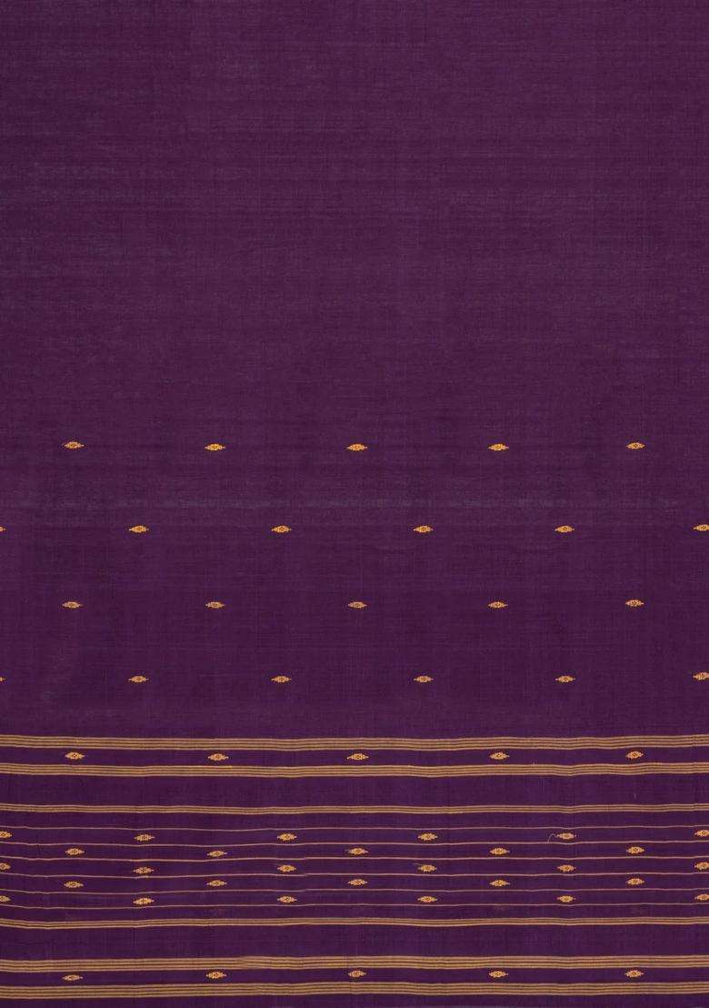 Violet Woven Kadapa Cotton Saree With Buttas With Buttas And Brocade Design For Women - Indya