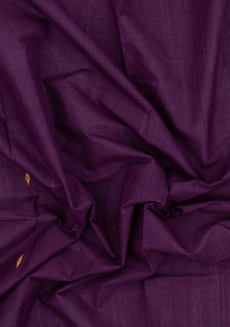 Violet Woven Kadapa Cotton Saree With Buttas With Buttas And Brocade Design For Women - Indya