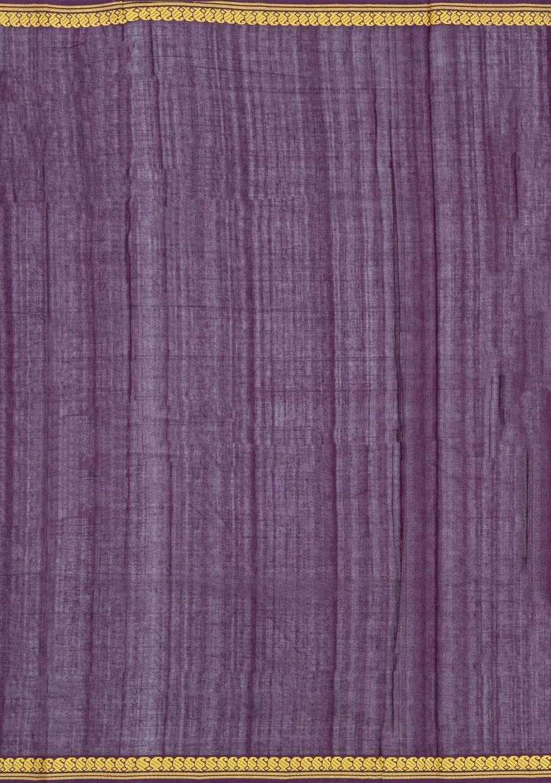 Violet Woven Kadapa Cotton Saree With Buttas With Buttas And Brocade Design For Women - Indya