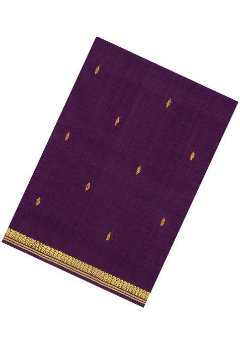 Violet Woven Kadapa Cotton Saree With Buttas With Buttas And Brocade Design For Women