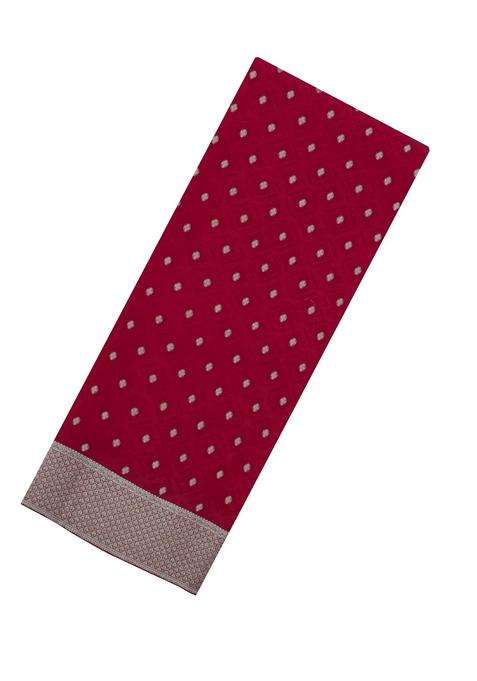 Crimson Woven Mysore Silk Crepe Saree With Floral Motifs With Buttas And Brocade Design For Women