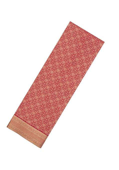 Red Woven Mysore Silk Crepe Saree With Floral Vine Motifs With Buttas And Brocade Design For Women