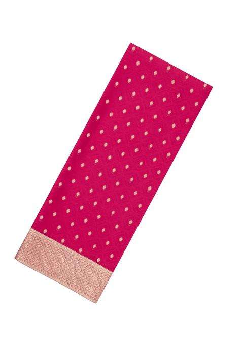 Magenta Woven Mysore Silk Crepe Saree With Floral Motifs With Buttas And Brocade Design For Women