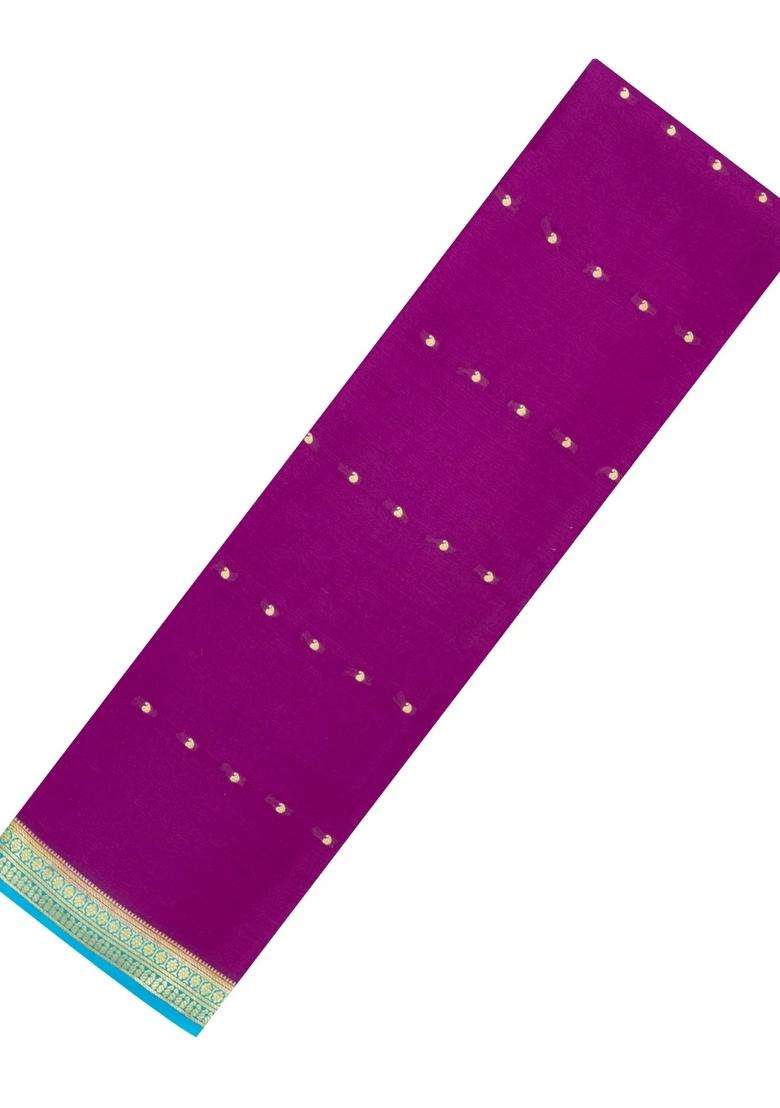 Purple Woven Mysore Silk Crepe Saree With Buttas With Buttas And Brocade Design For Women - Indya