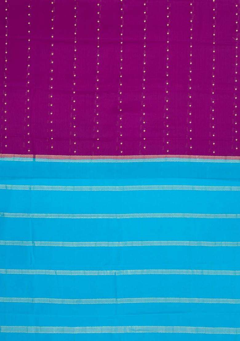Purple Woven Mysore Silk Crepe Saree With Buttas With Buttas And Brocade Design For Women - Indya
