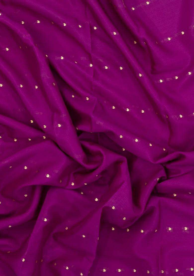 Purple Woven Mysore Silk Crepe Saree With Buttas With Buttas And Brocade Design For Women - Indya