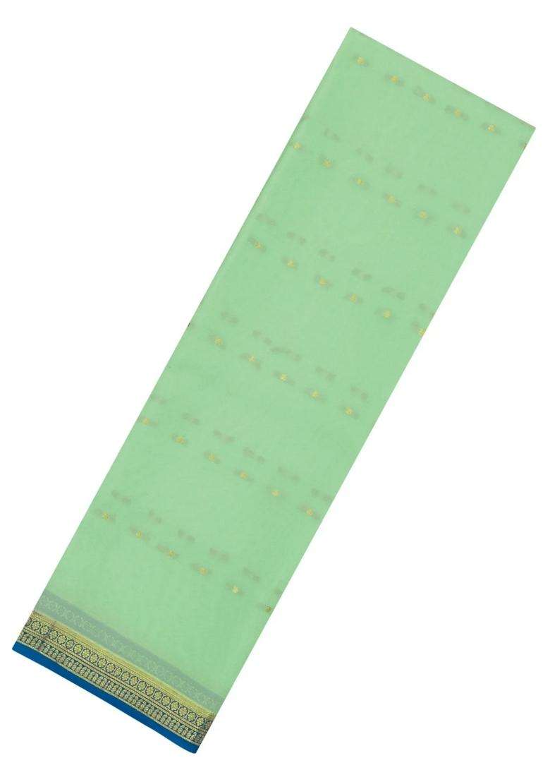 Aquamarine Woven Mysore Silk Crepe Saree With Buttas Zari Border With Buttas And Brocade Design For Women - Indya