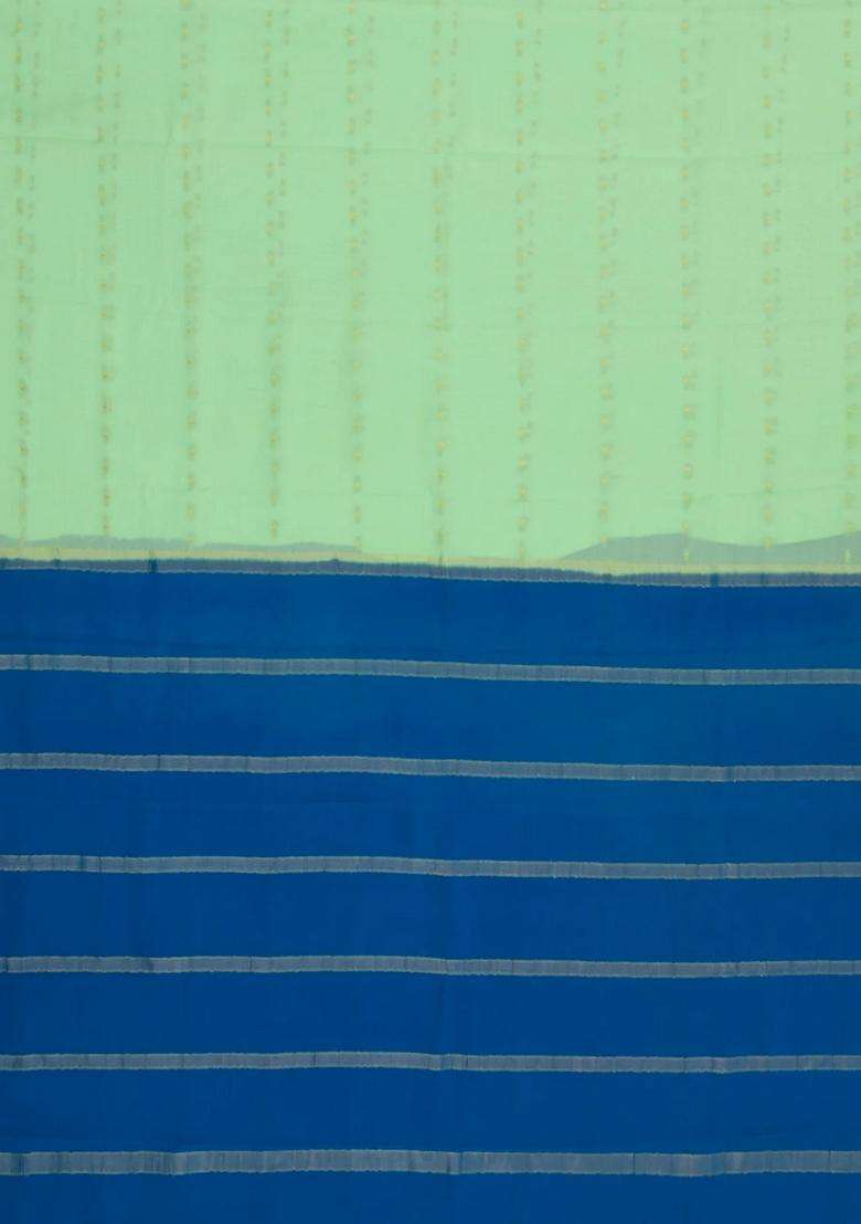 Aquamarine Woven Mysore Silk Crepe Saree With Buttas Zari Border With Buttas And Brocade Design For Women - Indya