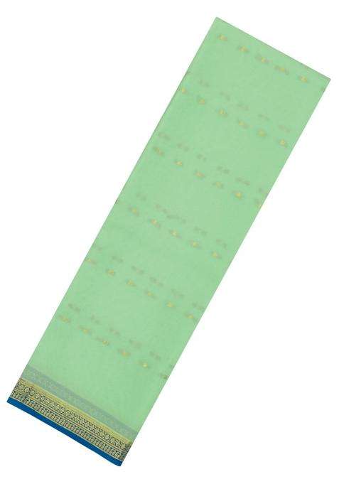 Aquamarine Woven Mysore Silk Crepe Saree With Buttas Zari Border With Buttas And Brocade Design For Women