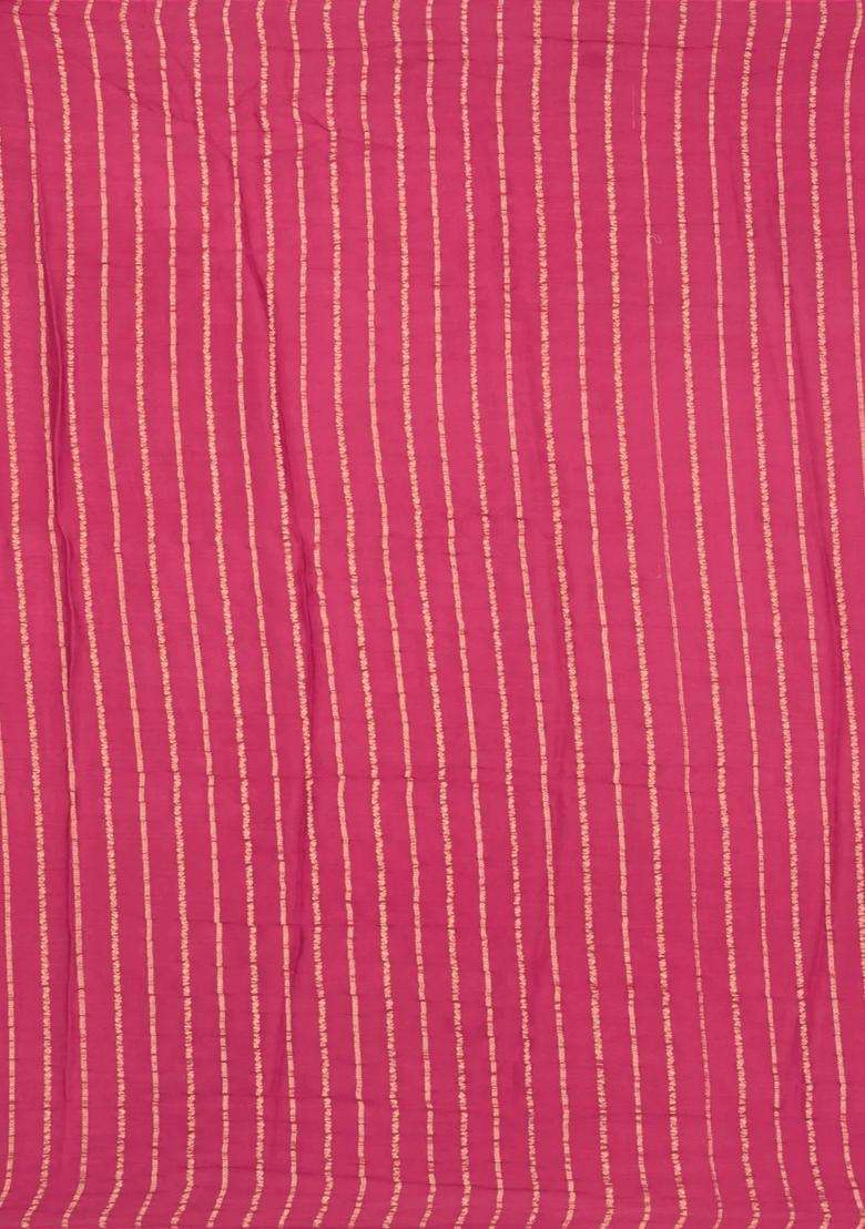 Peach Woven Mysore Silk Crepe Saree With Floral Buttas With Buttas And Brocade Design For Women - Indya