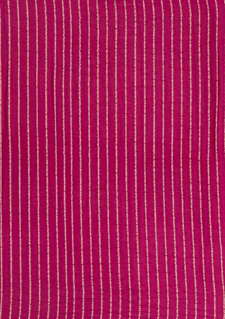 Pink Woven Mysore Silk Crepe Saree With Floral Buttas With Buttas And Brocade Design For Women - Indya