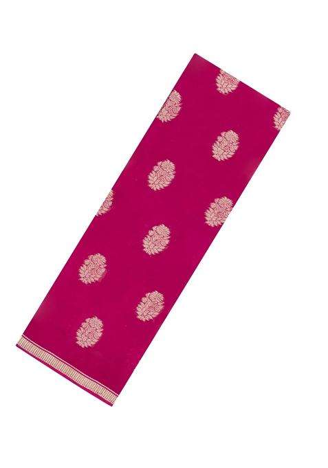 Pink Woven Mysore Silk Crepe Saree With Floral Buttas With Buttas And Brocade Design For Women