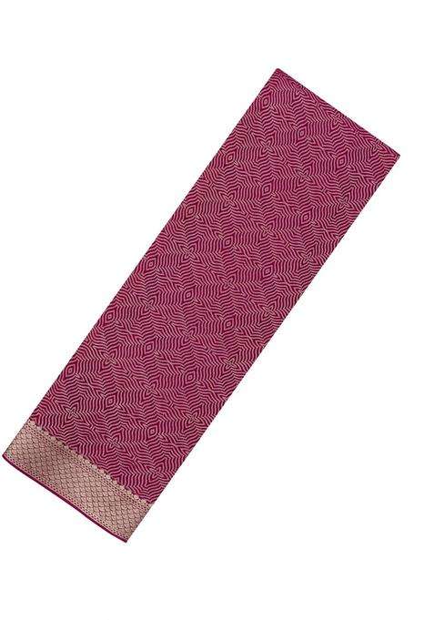 Magenta Woven Mysore Silk Crepe Saree With Abstract Motifs With Buttas And Brocade Design For Women