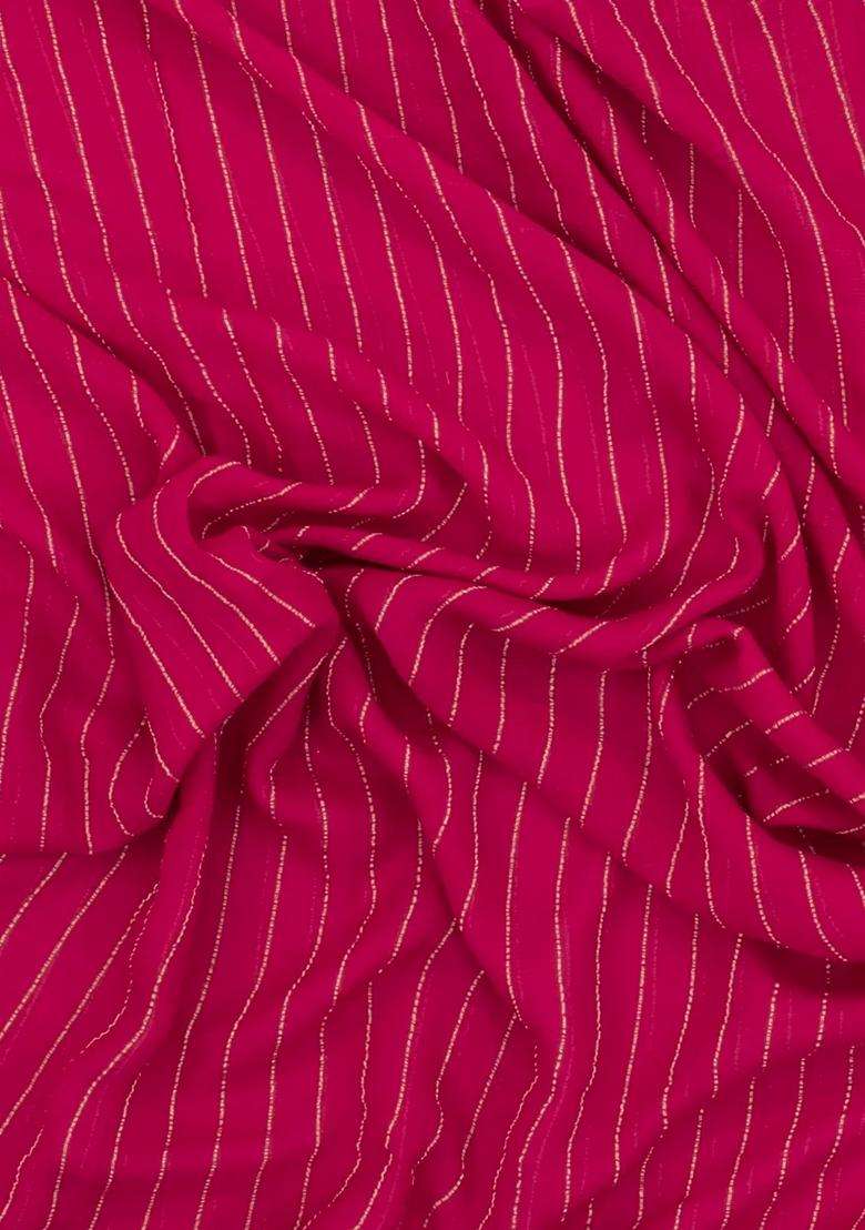 Pink Woven Mysore Silk Crepe Saree With Zari Stripes With Checks And Stripes Design For Women - Indya