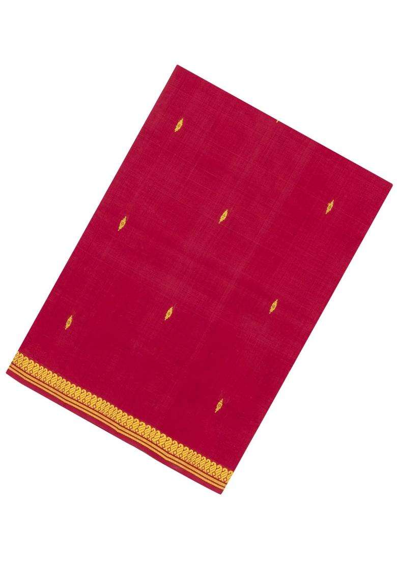 Crimson Woven Kadappa Cotton Saree With Buttas With Buttas And Brocade Design For Women - Indya