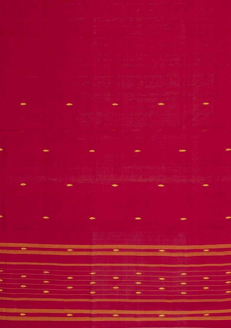 Crimson Woven Kadappa Cotton Saree With Buttas With Buttas And Brocade Design For Women - Indya