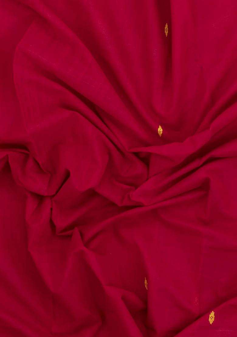 Crimson Woven Kadappa Cotton Saree With Buttas With Buttas And Brocade Design For Women - Indya
