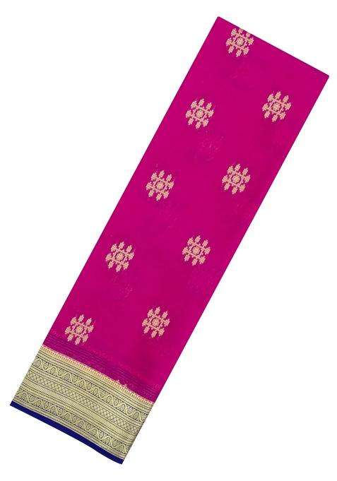 Pink Woven Mysore Silk Crepe Saree With Buttas Contrast Border With Buttas And Brocade Design For Women