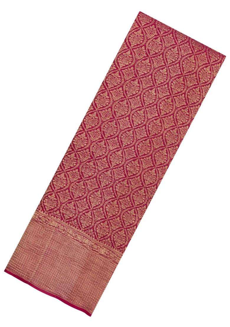 Crimson Woven Mysore Silk Crepe Saree With Floral Motifs With Buttas And Brocade Design For Women - Indya
