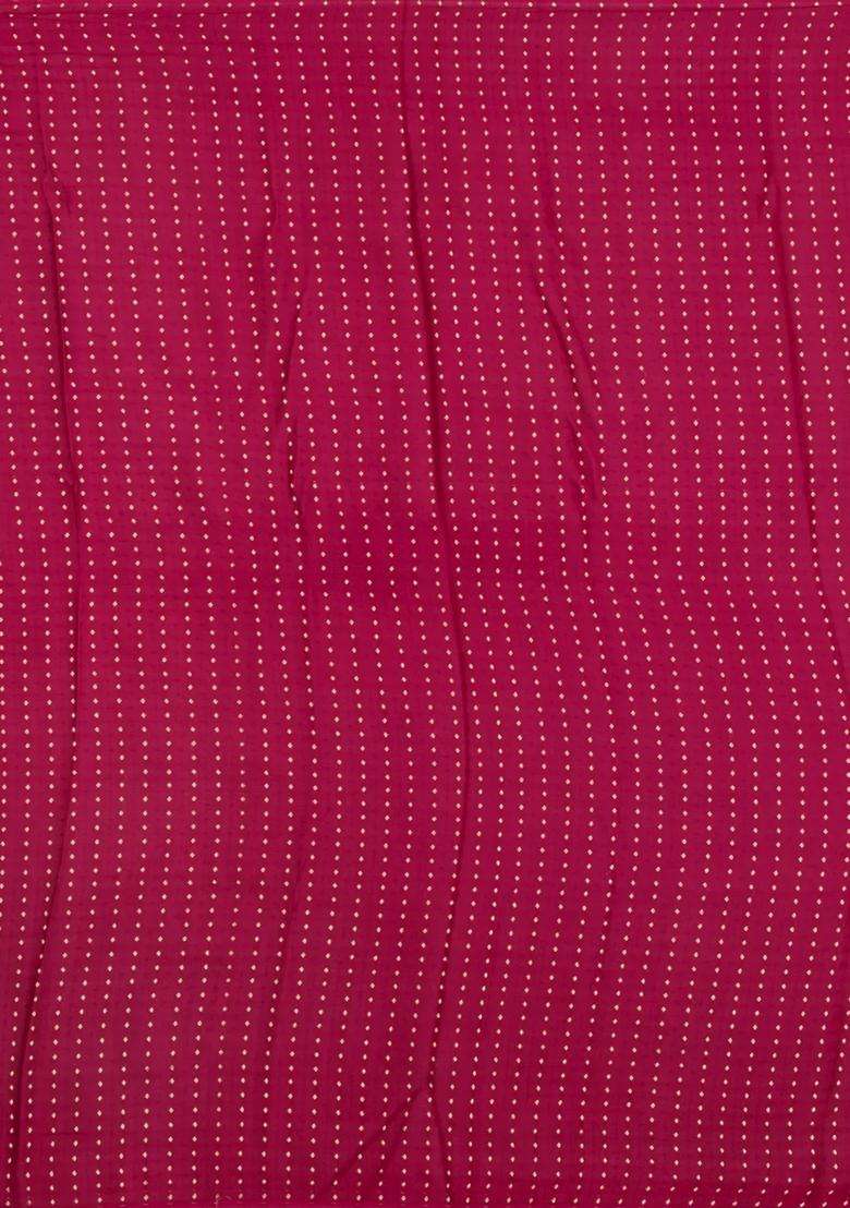 Crimson Woven Mysore Silk Crepe Saree With Floral Motifs With Buttas And Brocade Design For Women - Indya