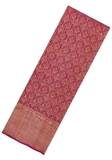 Crimson Woven Mysore Silk Crepe Saree With Floral Motifs With Buttas And Brocade Design For Women