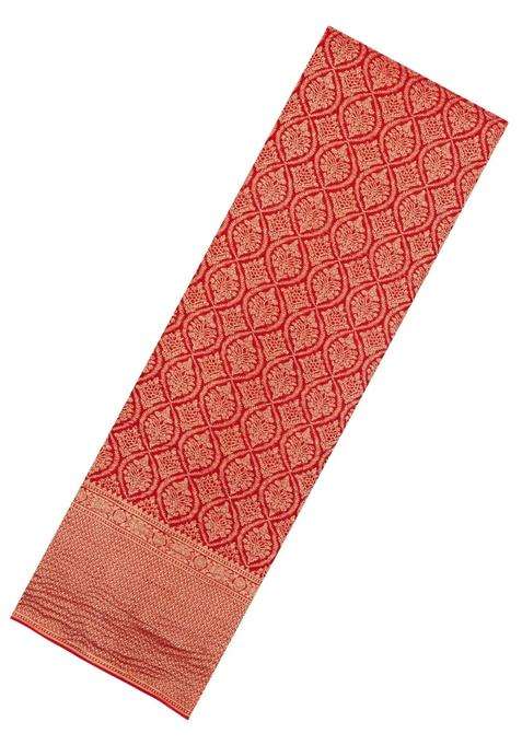 Red Woven Mysore Silk Crepe Saree With Floral Motifs With Buttas And Brocade Design For Women