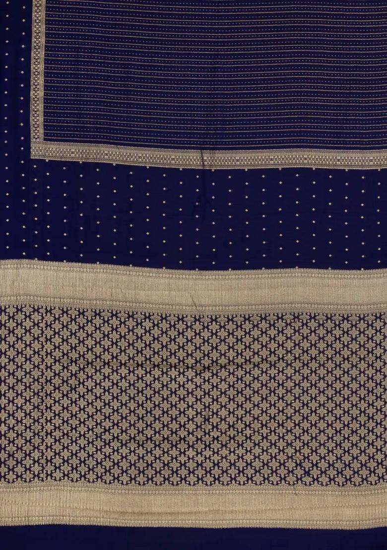 Violet Woven Mysore Silk Crepe Saree With Zari Stripes With Checks And Stripes Design For Women - Indya