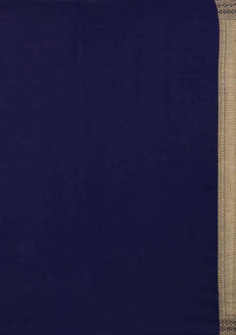 Violet Woven Mysore Silk Crepe Saree With Zari Stripes With Checks And Stripes Design For Women - Indya
