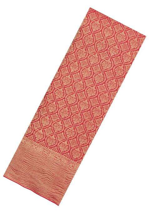 Red Woven Mysore Silk Crepe Saree With Floral Motifs With Buttas And Brocade Design For Women