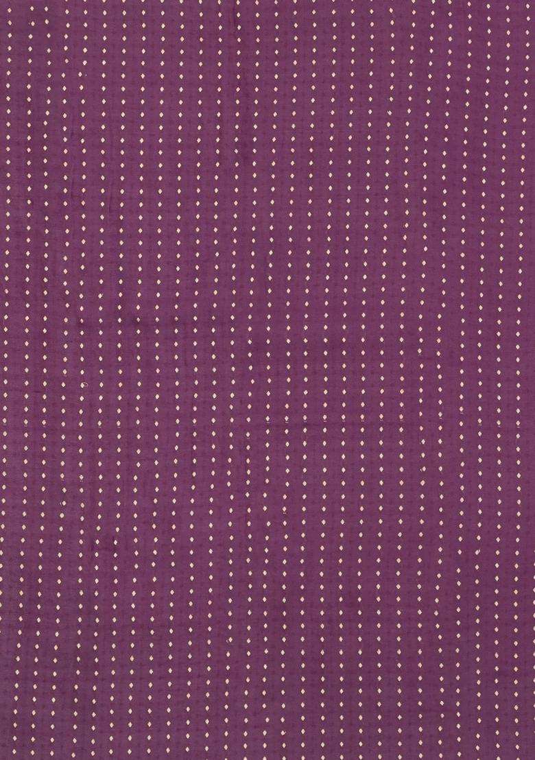 Dark Purple Woven Mysore Silk Crepe Saree With Floral Motifs With Buttas And Brocade Design For Women - Indya