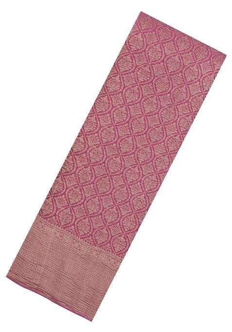 Magenta Woven Mysore Silk Crepe Saree With Floral Motifs With Buttas And Brocade Design For Women