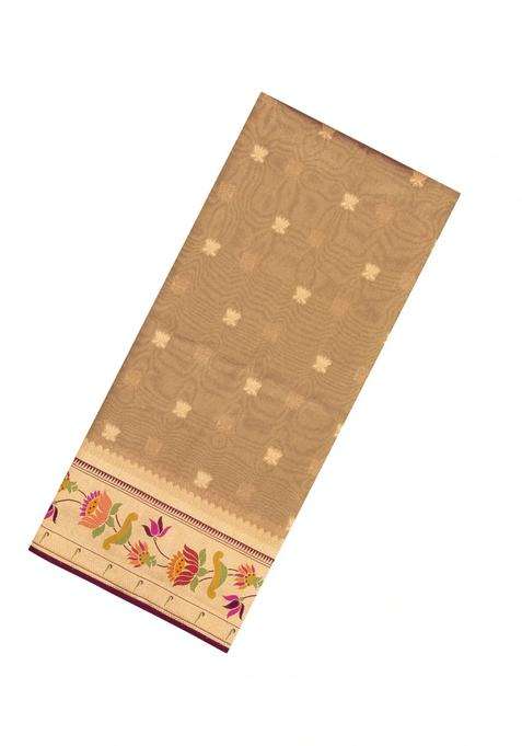 Taupe Woven Dupion Silk Saree With Buttas Meena Borders With Buttas And Brocade Design For Women