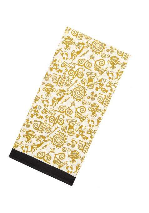 Off White Printed Jaipur Cotton Saree With Tribal Motifs For Women