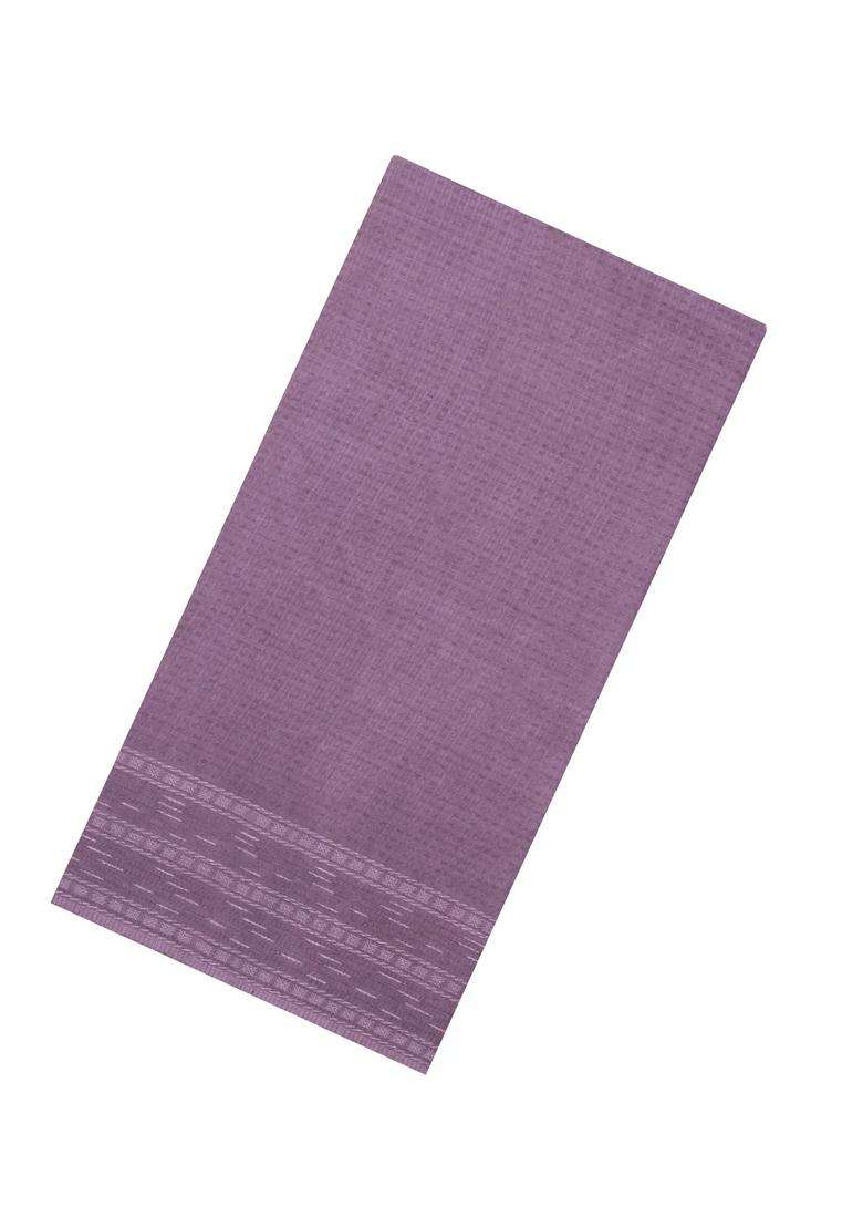 Lilac Woven Tussar Silk Saree With Dotted Stripes With Checks And Stripes Design For Women - Indya