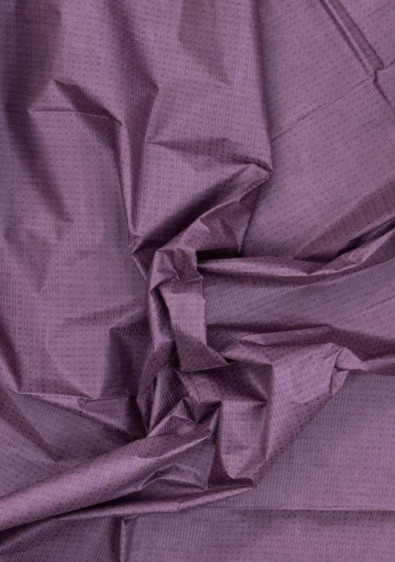 Lilac Woven Tussar Silk Saree With Dotted Stripes With Checks And Stripes Design For Women - Indya