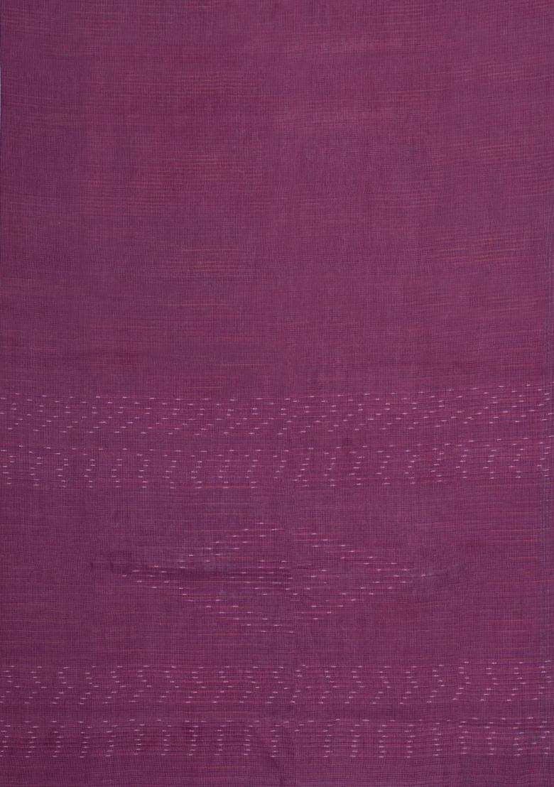 Magenta Woven Tussar Silk Saree With Stripes With Checks And Stripes Design For Women - Indya