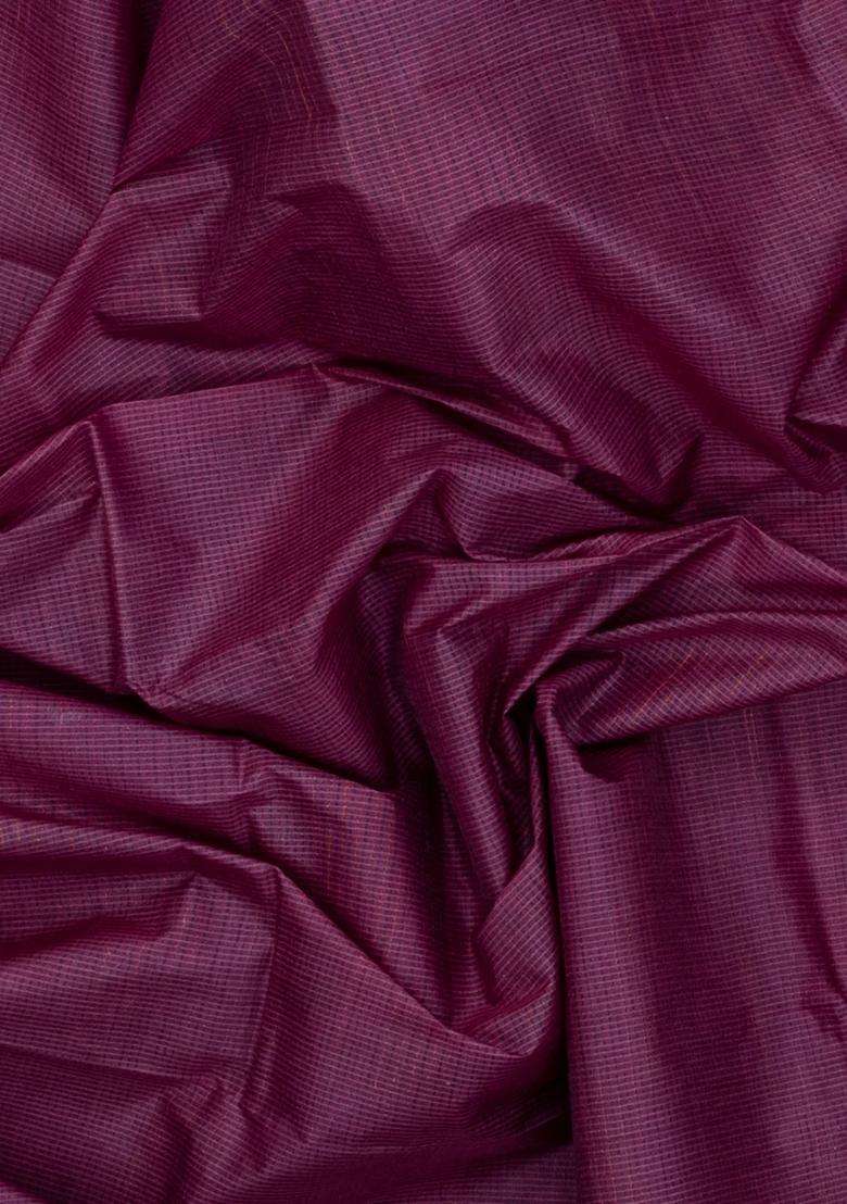 Magenta Woven Tussar Silk Saree With Stripes With Checks And Stripes Design For Women - Indya