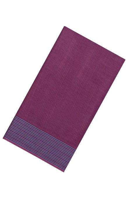 Magenta Woven Tussar Silk Saree With Stripes With Checks And Stripes Design For Women