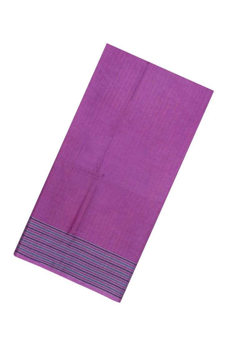 Pink Woven Tussar Silk Saree With Stripes With Checks And Stripes Design For Women - Indya