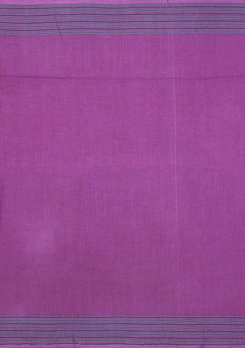 Pink Woven Tussar Silk Saree With Stripes With Checks And Stripes Design For Women - Indya