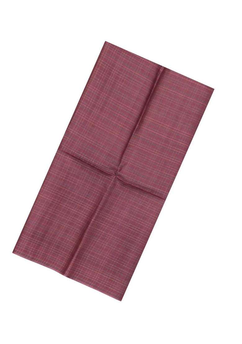 Peach Woven Tussar Silk Saree With Stripes With Checks And Stripes Design For Women - Indya