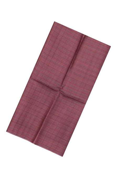 Peach Woven Tussar Silk Saree With Stripes With Checks And Stripes Design For Women
