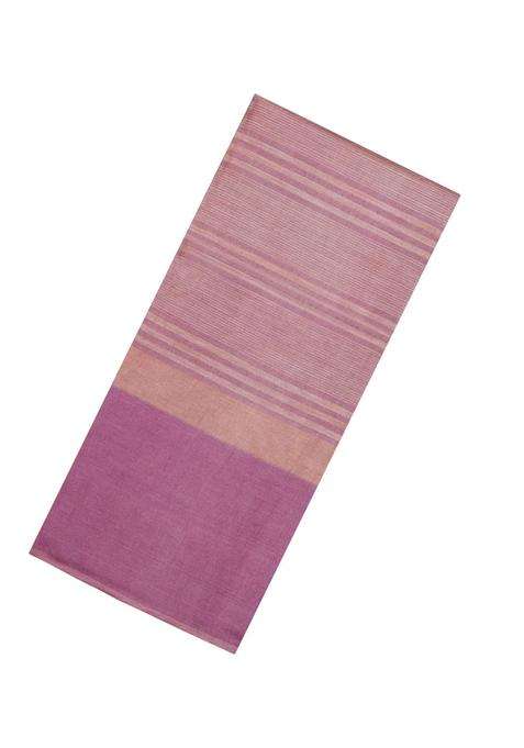 Dusty Pink Woven Tussar Saree With Stripes With Checks And Stripes Design For Women