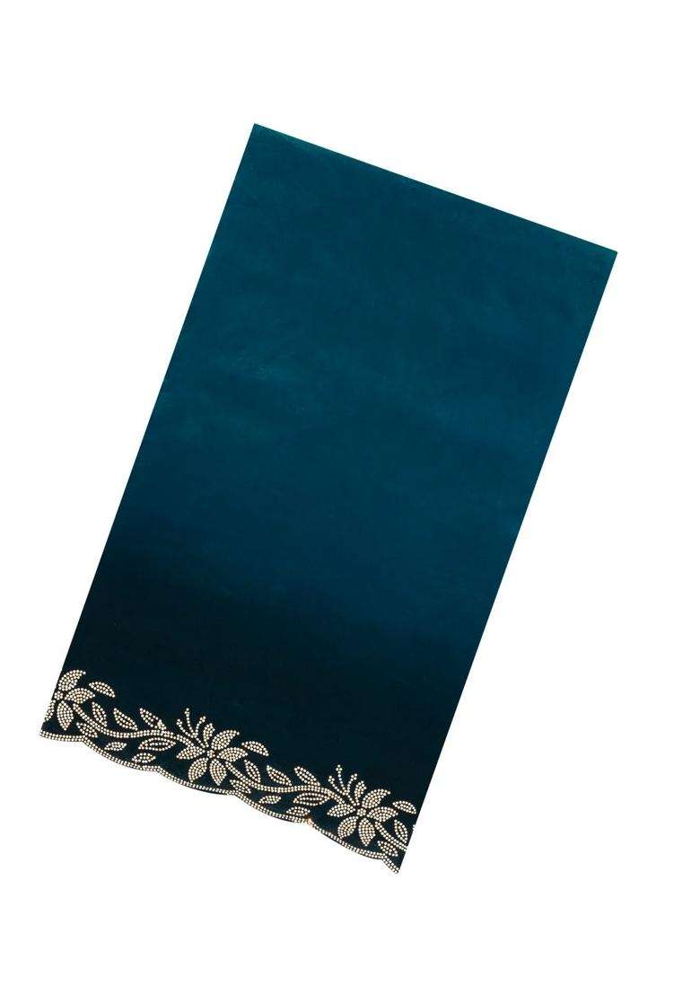 Teal Synthetic Fendy Art Silk Saree With Stone Border With Embroidered Design For Women - Indya