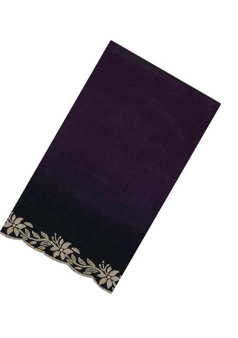 Dark Burgundy Synthetic Fendy Art Silk Saree With Stone Border With Embroidered Design For Women - Indya
