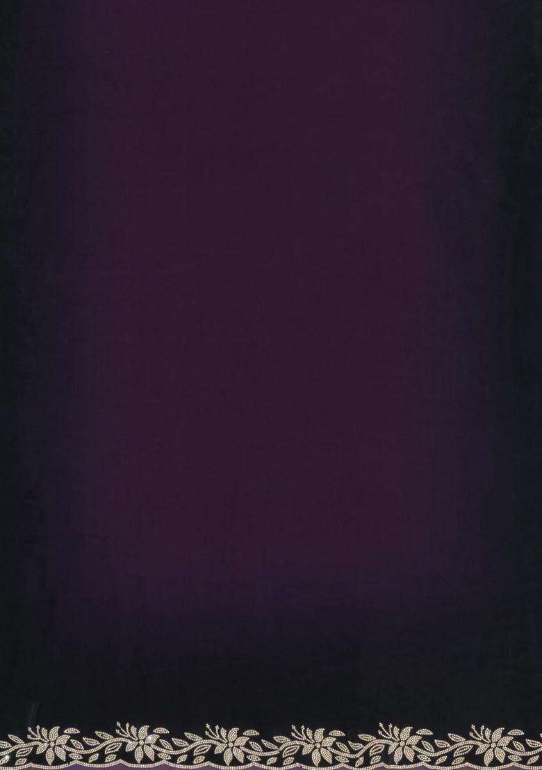Dark Burgundy Synthetic Fendy Art Silk Saree With Stone Border With Embroidered Design For Women - Indya